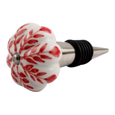 Red Leaf Ceramic Wine Stopper (Pack Of One Piece)